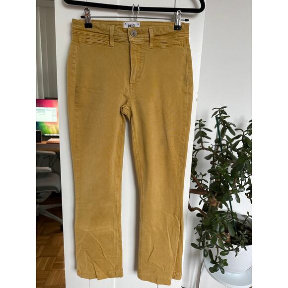 Paige Collette High-Rise Crop Flare Jeans, Mustard Yellow, Size 28, Like New - Picture 1 of 6